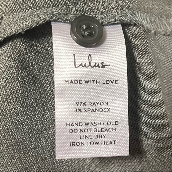 Lulus Oxford Comma Shirt Dress Womens XL Olive Gray Stretch Lagenlook Minimalist - Picture 10 of 12